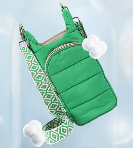 HydroCarry Puffer Tote – Adjustable Strap Water Bottle Carrier for Outdoor Travel & Daily Adventures